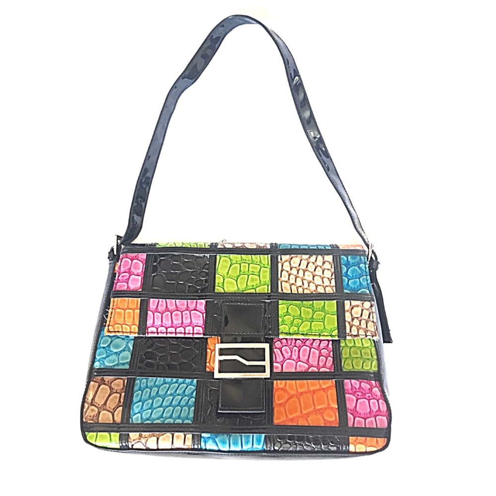 Colorful Faux Crocodile Purse